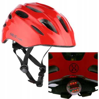 Nils Extreme nastaviteľná cyklistická prilba 42-48 cm červená + CGROT športová vodiaca lišta